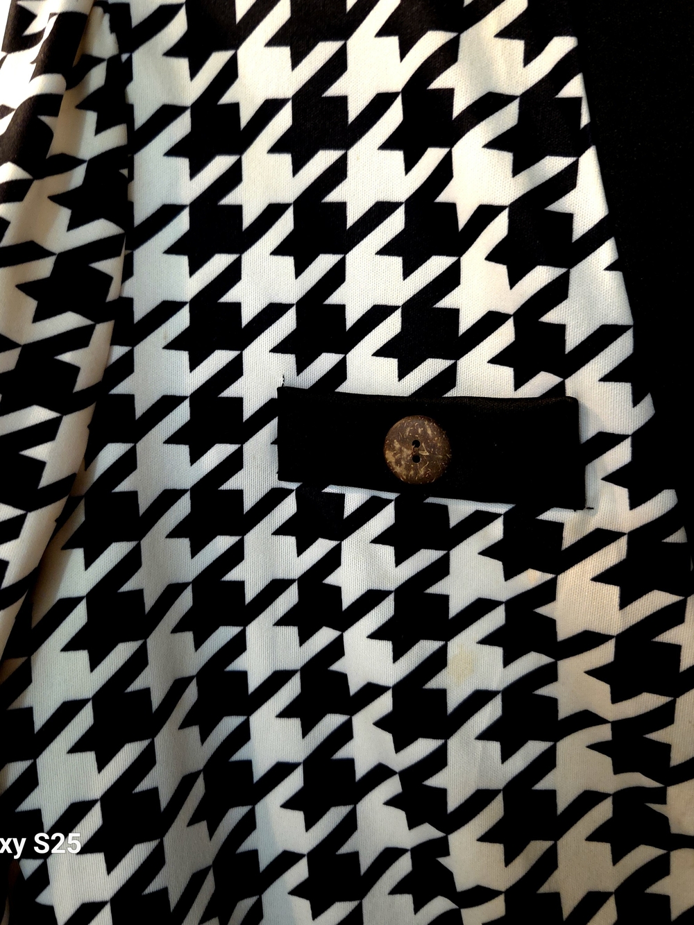 Chic Black & White Houndstooth Midi Dress Size XL (Fits like 12-14) Long Sleeve - Picture 6 of 9